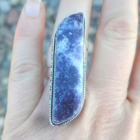 New Oversized Lepidolite 925 Silver Statement Ring. - Picture 11 of 15